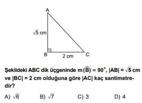 8 Sınıf Matematik Dik Üçgen ve Pisagor Bağıntısı Test Çöz Evvel Cevap