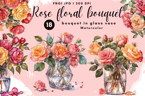 Rose In Vase Watercolor Sublimation Graphic By Lucky789 Design