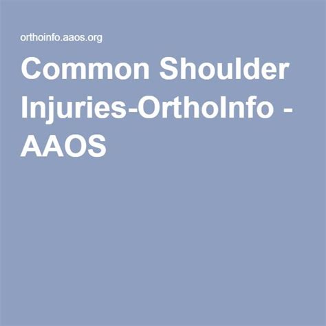 Common Shoulder Injuries OrthoInfo Shoulder Injuries Injury