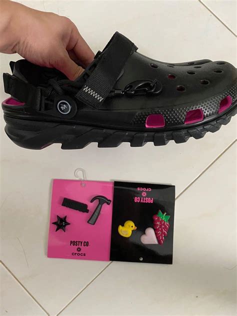 jibbitz left post malone crocs  mens fashion footwear flipflops