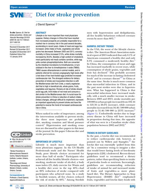 (PDF) Diet for stroke prevention