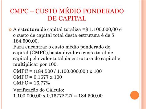 Custo M Dio Ponderado De Capital