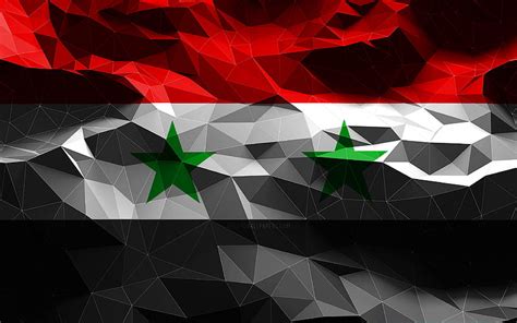 Syrian Flag Low Poly Art Asian Countries National Symbols Flag Of