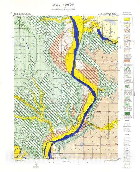 Map Areal Geology Of The Chamberlain Quadrangle 1952 Cartography