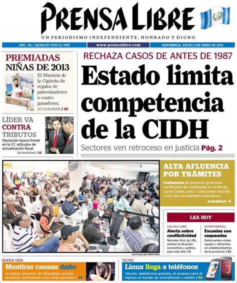 Periódico Prensa Libre Guatemala Periódicos De Guatemala Edición De