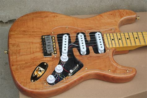 Natural Wood Color Mahogany Electric Guitar With Acrylic Pickguard,Scalloped Maple Fretboard ...