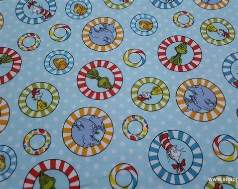 Character Flannel Fabric Dr Seuss Tossed By The Yard Cotton