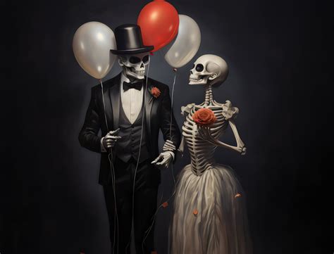 Skeleton Couple Art Print Vintage Halloween Poster Unique Etsy