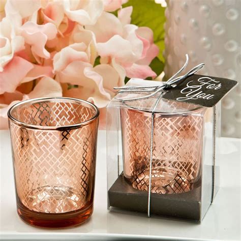 Stunning Rose Gold Mercury Candle Votive With A Geometric Design