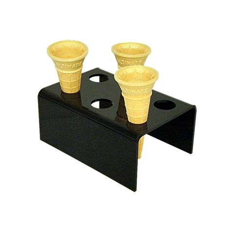 Acrylic Ice Cream Cone Holder Stand With 6 Holes Black IangelDisplay