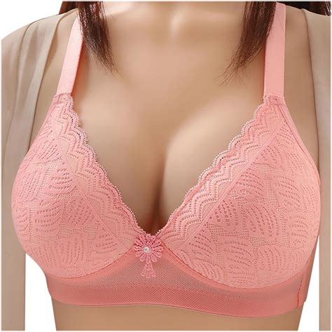 Mallwal Plus Size Bra Women Lightly Lined Bra Feature V Neck No Underwire Bra Style W 1431 Red A