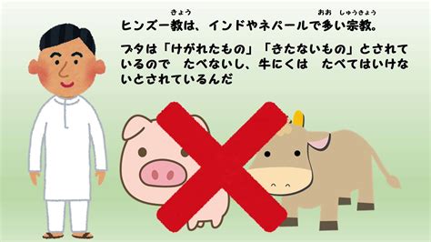 （宗教と食事制限）「信じている かみさまの おしえによって たべちゃいけないものがあるって ほんとう？」 Youtube