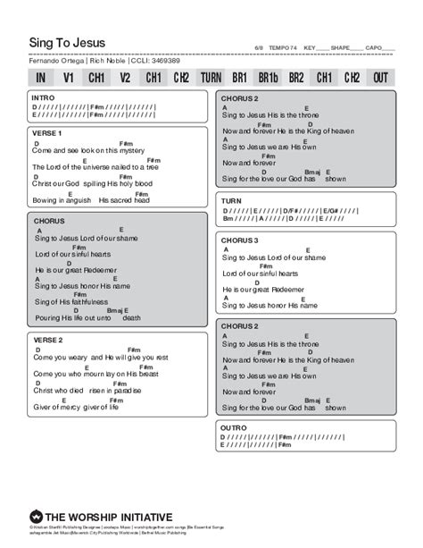 Sing To Jesus Chords Pdf Shane And Shanethe Worship Initiative Praisecharts