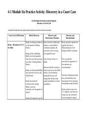 Module Six Practice Activity Discovery In A Court Case Docx