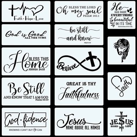 14pcs Christian Stencils Painting On Wood Bible Sign Motivational ...