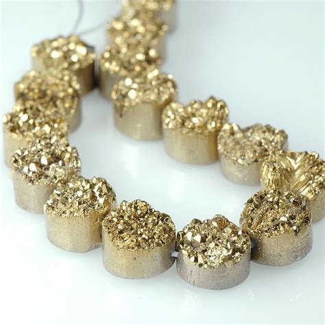 Pack Of Sparkling Gold Druzy Beads Mm Coin Beads Cabochon Etsy