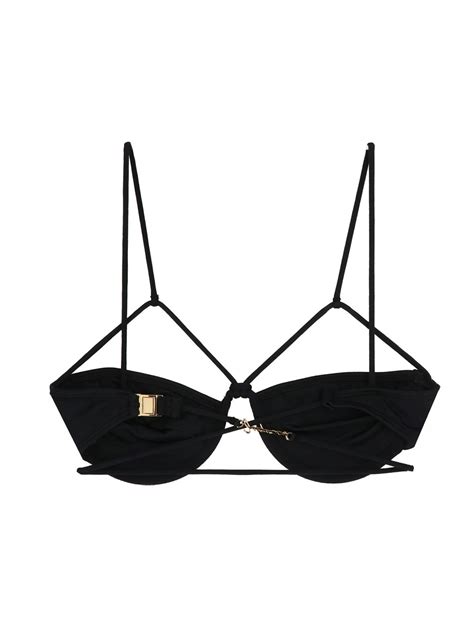 Jacquemus Le Haut De Maillot Signature Bikini Top In Black Modesens