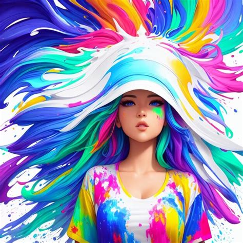 Premium AI Image A Painting Of A Woman With Rainbow Hair And A