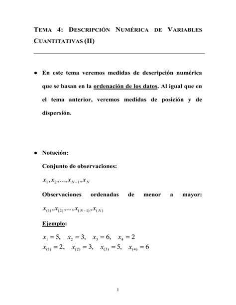 Tema Descripci N Num Rica De Variables