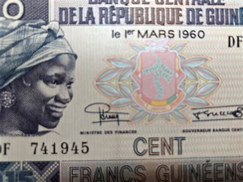 Guinea Francs Banknote Crisp Uncirculated Property Room