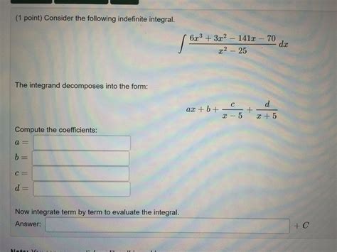 Solved Consider The Following Indefinite Integral Integral