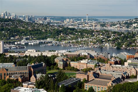 University of Washington looking toward downtown Seattle skyline and ...