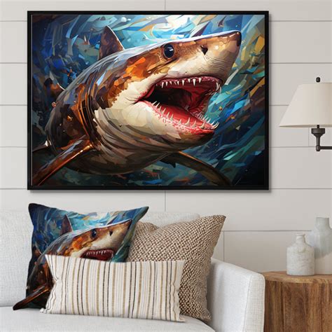 Highland Dunes Blue Shark Predators Glare Geometric Ii Wayfair