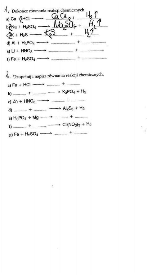 Chemia Zadanie Klasa Rekcja Metali Z Kwasami Brainly Pl