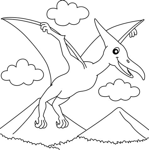 Pterodactylus Kleurplaat Voor Kinderen Vectorkunst Bij Vecteezy