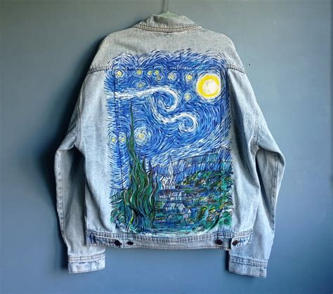 Hand Painted Denim Jacket The Starry Night Van Gogh Stary Night Jean