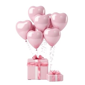 Valentine Composition With Pink Helium Balloon And Gift Boxes