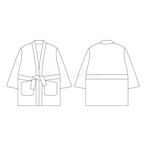 Template Gown Coat With Pockets Vector Illustration Flat Design Outline