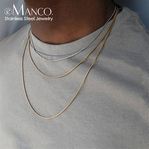 Emanco Snake Chain Choker Stainless Steel Necklace Minimalist Collar