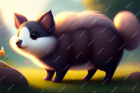 premium ai image cute  beautiful fluffy cartoon animal