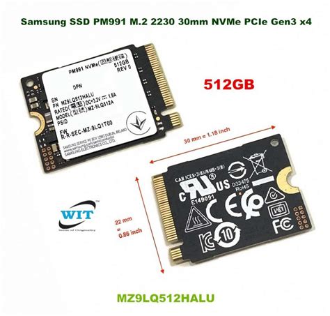 512GB M 2 2230 NVMe PCI Express 3 0 X2 SSD Solid State Drive 30mm