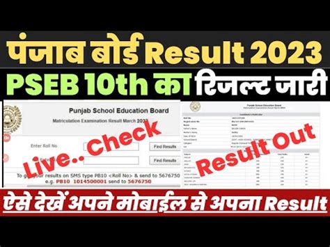 Pseb 10th Result 2023 Kaise Dekhe Punjab Board 10th Ka Result Kaise