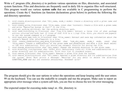 Solved Write A C Program Filedirectoryc To Perform