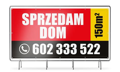 Baner SPRZEDAM DOM Gotowy Do Powieszenia RED Drukarnia SODA Druk