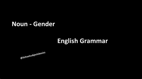 Noun Gender English Grammar School Subjects Basics Youtube