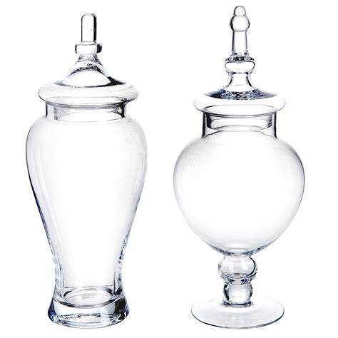 Myt Set Of 2 Large Decorative Clear Glass Apothecary Jars Wedding