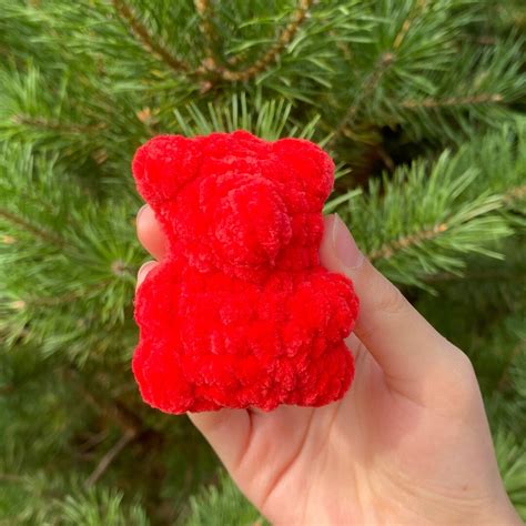 Red Gummy Bear Crochet Gummy Bear Crochet Plushies Stuffed Etsy