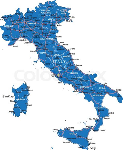 Italy Map Stock Vector Colourbox