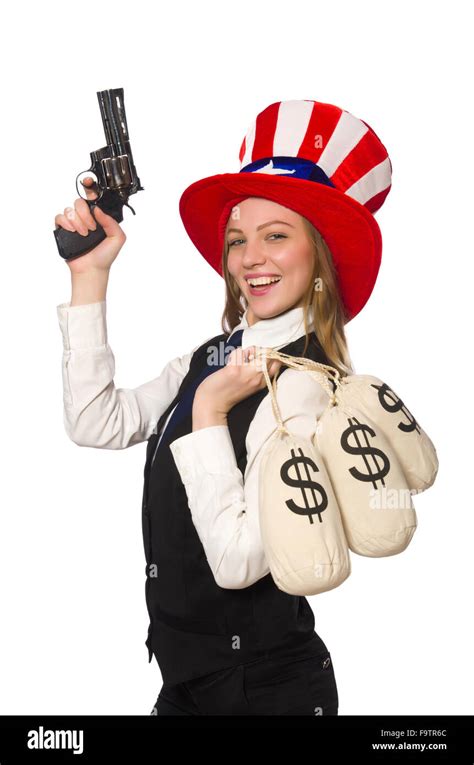 Woman wearing hat with american symbols Stock Photo - Alamy