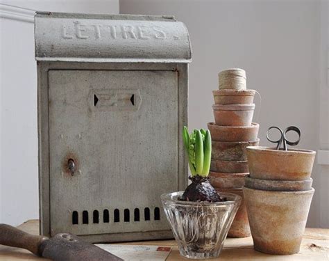 A Vintage French Metal Mailbox With Nice Little Features Pretty Pale