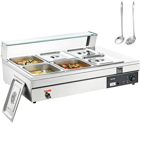 VEVOR 6 Pan Commercial Food Warmer 6 X 12 Qt Electric Steam Table