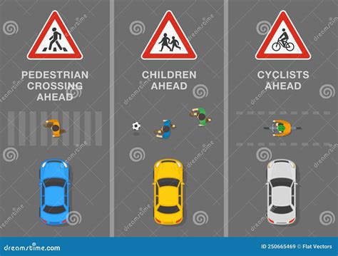 Signs And Road Markings Meaning `pedestrian Crossing Ahead` `children