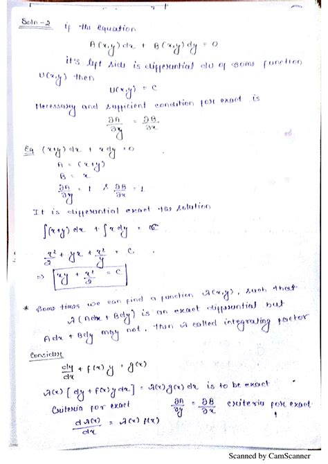 Solution Differential Equation Short Notes Studypool