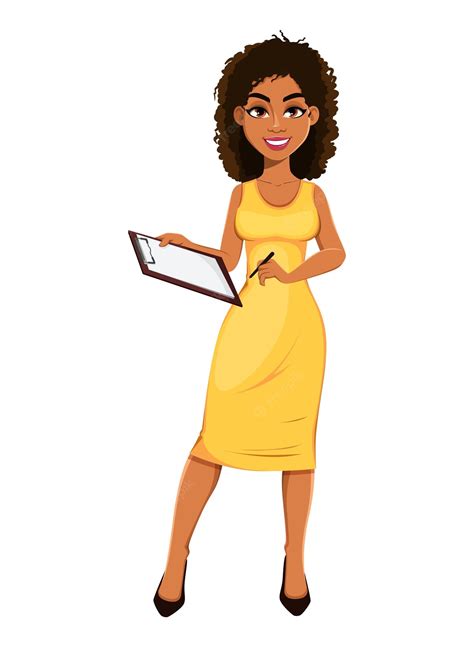 Hermosa Mujer De Negocios Afroamericana Vector Premium