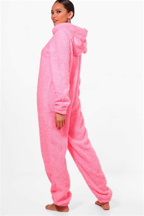 Shelly Bear Ear Onesie Boohoo In 2020 Fleece Sleepwear Bear Ears