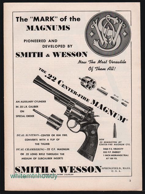 1961 SMITH WESSON 22 Magnum Revolver PRINT AD Other Collectibles